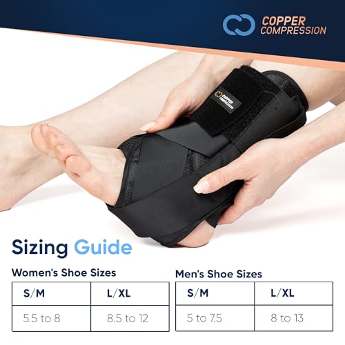 Copper Compression Ankle Brace - Adjustable Lace Up Support - Adjustable Straps for Sprains, Swelling, Injury & Sports – Breathable Neoprene Sleeve with Copper Infused Fabric for Men & Women - S/M - size: Small/Medium