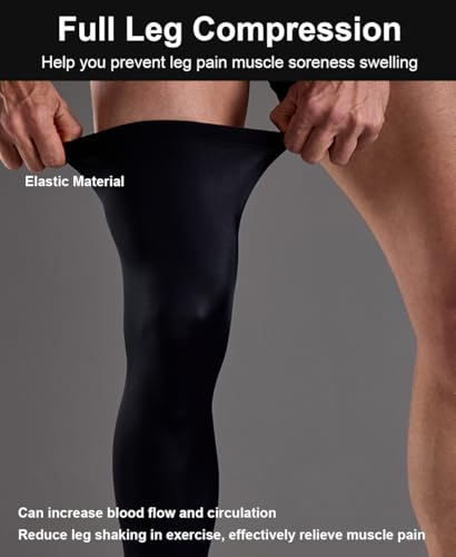 SUJAYU 2 Pairs Full Leg Compression Sleeve, Calf Compression Sleeve Women Men, Long Leg Sleeves for Basketball Running - color: Black+black, size: Small