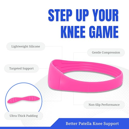 COOLSET Patella Band Knee Strap - 2 Pack Patellar Tendon Support Strap for Knee Pain Relief - Non-Slip Knee Brace for Jumper’s Knee, Tendonitis, Basketball, Running - Men, Women, Youth w/ Travel Bag (Pink) - color: Pink