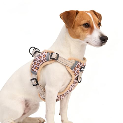 PUPTECK Dog Harness Small Sized Dog, Step in Adjustable Reflective Dog Vest Harness Escape Proof, No Pull Soft Padded Harness Easy Control, Brown Leopard, S - color: Brown(Leopard), size: S (CHEST: 13"-18")