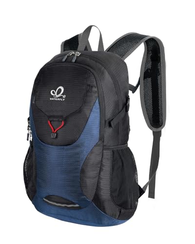 WATERFLY Lightweight Packable Hiking Backpack, 30L Day Pack - color: Blue & Black