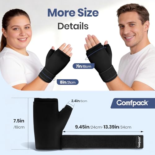 Comfpack Hand Ice Pack Glove, Soft Gel Thumb Wrist Ice Pack for Arthritis - style: Black