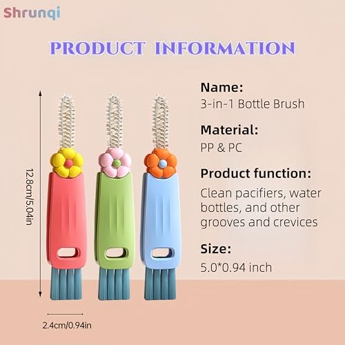 3 in 1 Bottle Cleaning Brush Set, Multifunction Silicone Cup Lid Gap Cleaner, Home Kitchen Crevice Cleaning Tools, Cute Colorful Rabbit，3 Pcs - color: 3 Pcs Colorful Rabbit