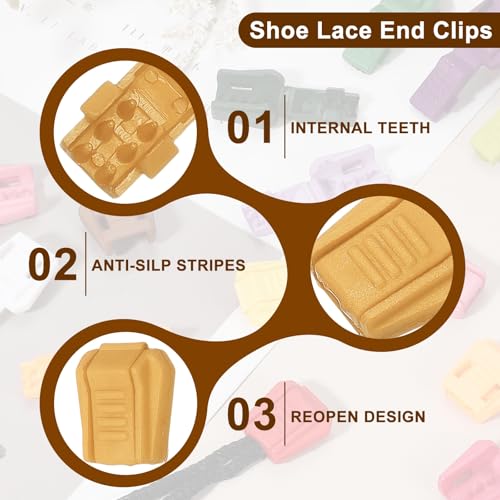 Zipper Pull Cord Lock End Tips, Plastic Shoe Lace End Clips - color: Dark Yellow