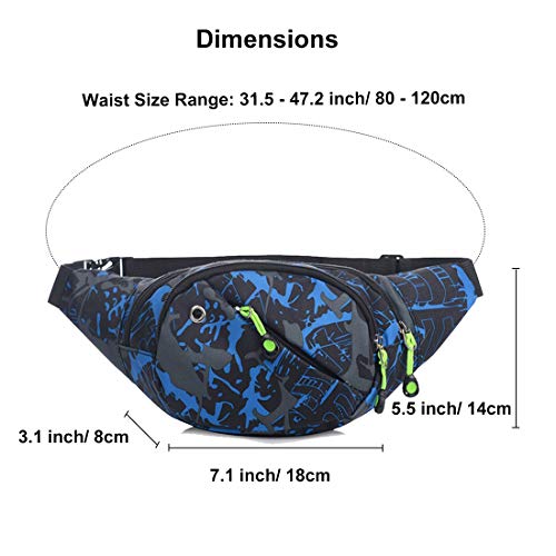 Ausion Fanny Pack Waist Bag for Men&Women Adjustable Belt Hip Bum Bag Fashion Water Resistant Hiking Waist Bag for Traveling Casual Running Hiking Cycling - color: Blue