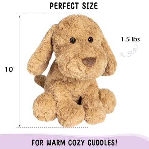Goldendoodle Poodle Dog Microwavable Stuffed Animal – 1.5 lb Unscented Heating Pad Plush, Soft Cozy Golden Doodle Puppy Toy for Relaxation and Comfort, Gift for Women, Girls, Adults & Kids, Happy Fuel - color: Poodle Dog