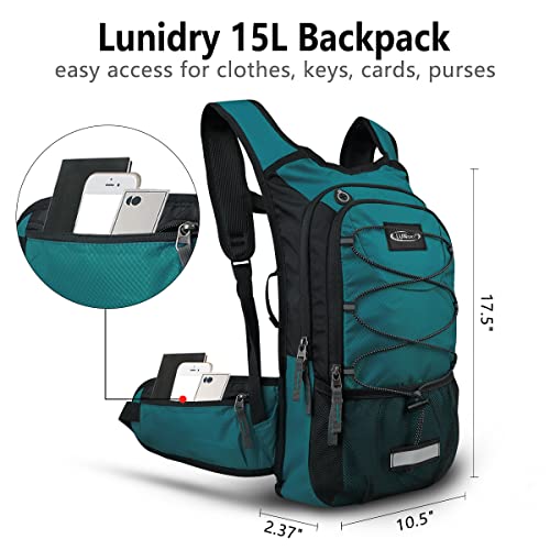 Hydration Backpack with 3L Water Bladder, Small Hydration Pack Backpack for Men Women, Lightweight Water Backpack with Cooler Layer for Running, Biking, Hiking - color: Dark Emerald