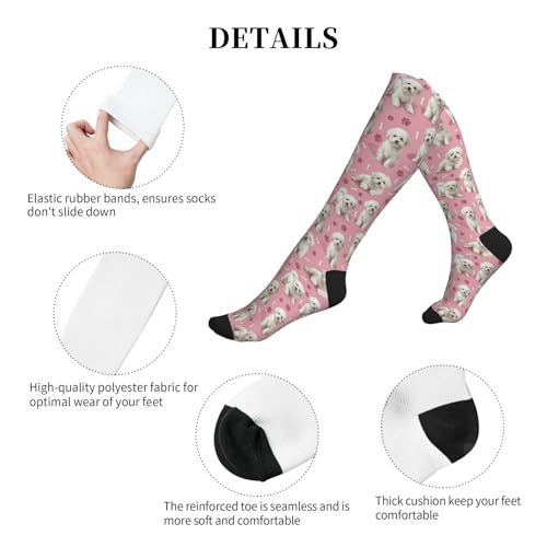 Cute Dog Compression Socks Women Men, Dog Lover Gift - color: Bichon Frise