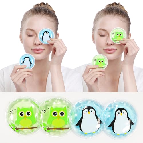 Hot and Cold Eye Pads, Reusable Eye Patches - color: Penguins+owls