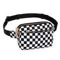 UTO Fanny Pack Crossbody Belt Purse Chest Waist Hip Travel Hiking Bumbag - color: 0759 Golden Zip Checkered