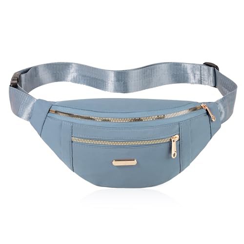 Fanny Pack Waist Pack for Women, Cross Body Bag Waist Bag for Running Sports Travel - color: F Grey-Blue