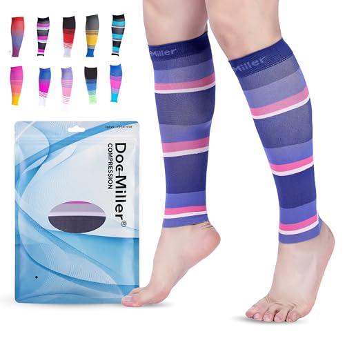 Doc Miller Calf Compression Sleeve 20-30 mmHg for Men & Women, 1 Pair - color: BlackPurplePinkPeach, size: Small