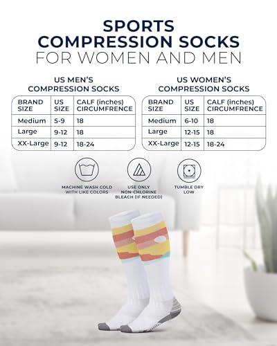 Pembrook 3 Pairs Compression Socks 20-30 mmHg - Compression Socks for Women and Men | Running, Athletic, Travel, Nurses - color: Nature Patterns (Mountains/Trees/Sunset) - 3 Pairs, size: X-Large