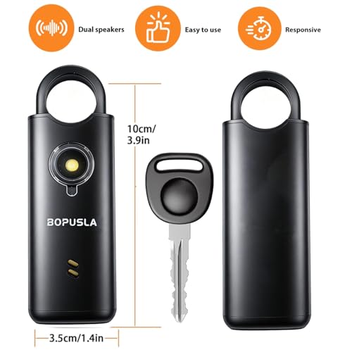 135dB Personal Safety Alarm for Women, SOS Strobe Alarm,Black - color: black