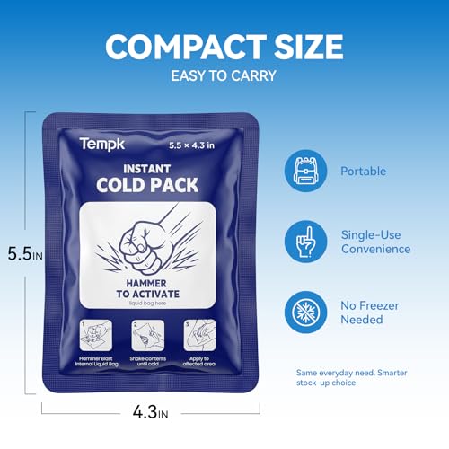 new 25packs Instant Ice Packs for Injuries | Disposable Cold Compress Ice Pack for Pain Relief, Swelling, Inflammation, Sprains, Toothache - Cold Pack for Athletes