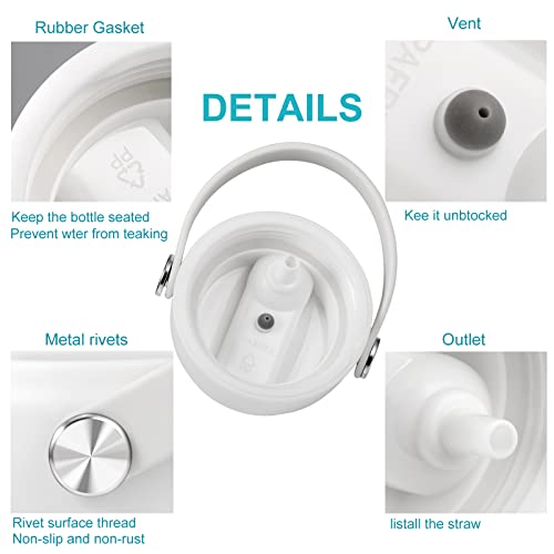 KMN Wide Mouth Straw Lid with Flip Top, Replacement Cap with Straw for Hydro Flask 18 32 40 oz Wide Mouth Water Bottle & 12 16 20 oz Coffee Flask, BPA-Free Leakproof Sports Lid (White) - color: White