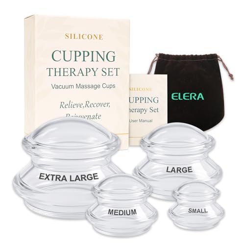 ELERA Silicone Cupping Set for Massage, 4 Cups (XL L M S) - style: 4 Cups (XL L M S size)