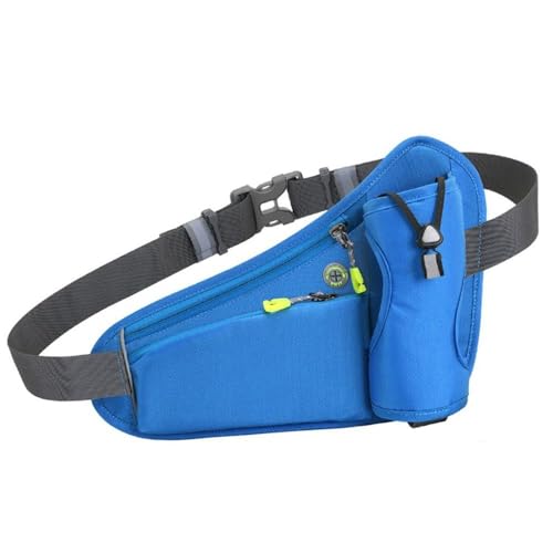 Running Waist Pack with Water Bottle Holder, Adjustable Belt - color: Blue