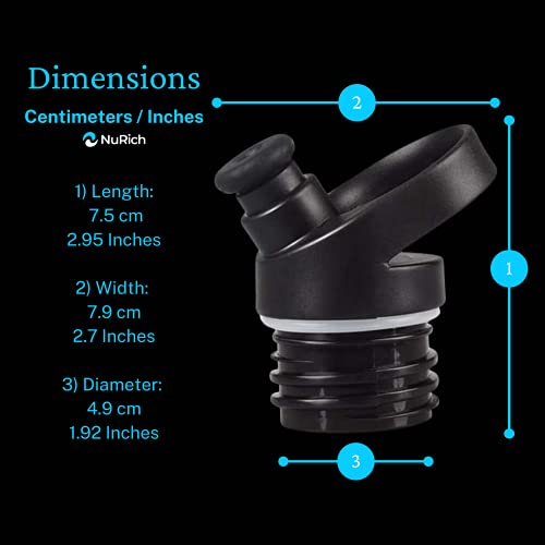 NuRich Hydro Standard Mouth Insulated Replacement Cap Accessories Compatible with Hydroflask, Klean Kanteen, Simple Modern, and Many More Top Water Bottle Brands Size 12 18 21 24 Oz