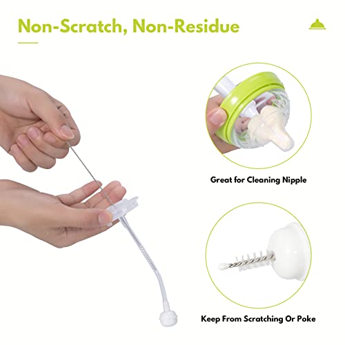 White Baby Bottle Brush Kit with Sponge Heads, Straw Cleaners & Wash Tool