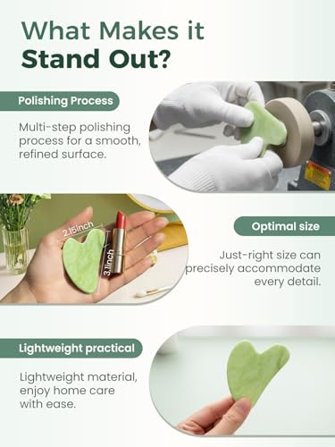 Gua Sha Facial Tools, Natural Jade Stone Guasha Tool for Face Acupuncture Therapy Trigger Point Treatment, Gua Sha Scraping Massage Tool - color: Green, size: 1PCS