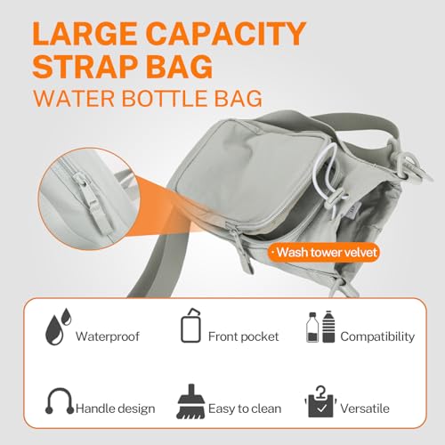 Water Bottle Holder with Phone Pocket for 40/32 oz,Water Bottle Holder/Sleeve with Adjustable Shoulder Strap and Charm. - color: Light Green
