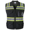 JKSafety Hi-Vis Unisex Surveyor Safety Vest Heavy Duty PPE Inner Pockets ANSI/ISEA Compliant - color: 188-black, size: XX-Large