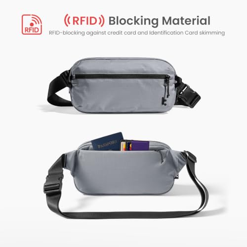 tomtoc 3.5L Sling Bag with RFID Blocking Crossbody Chest Pack for Men Women - color: Light Gray, size: 3.5L
