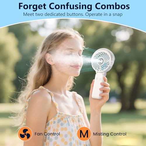 HandFan 5200mAh Upgraded Personal Misting Fan, Rechargeable Handheld Mister Fan, Spray Water Mist Fans, Portable Cooling AC, Electric Mini Hand Fans for Beach Travel Outdoors(White) - color: White