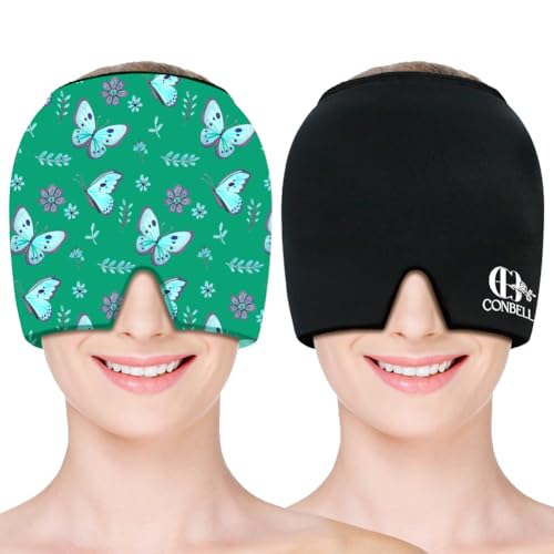 Migraine Relief Cap, Soothing Headache Ice Face Mask Products - color: Black+green