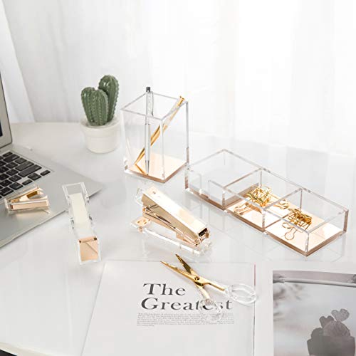 Contemporary Ultra Clear Acrylic Tape Dispenser Single Hand Dispensing for Modern Design Office Desktop (Gold) - color: Gold