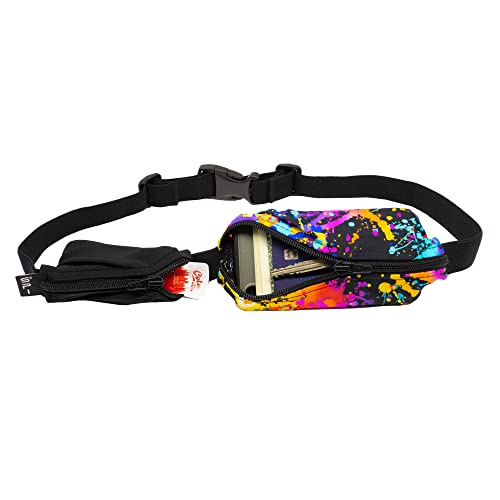 SPIbelt Double Pocket Running Belt, Expandable Dual Pockets, Adjustable Waist, No Bounce, Rave with Black Zipper - color: Rave with Black Zipper