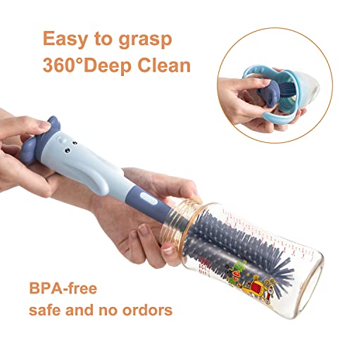 Silicone Baby Bottle Brush with Stand, Water Bottle Brush Cleaner Set - color: Green 2