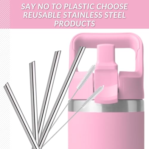 4PCS Replacement Metal Straw for YETI Rambler Jr. Water Bottle, Reusable Stainless Steel Replacement Straws with 2PCS Cleaning Brushes Compatible with YETI Rambler Jr. Bottle (18oz) - size: 18oz