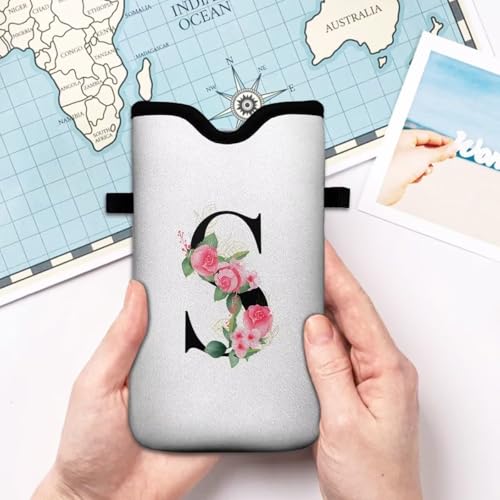 Cell Phone Sleeves Bag Case Crossbody Neoprene Holder Lanyard Phone Pouch for Women Men 7.5 X 4.5 Inches - Letter_S - color: Letter_S
