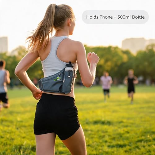 Waterproof Hydration Belt Waist Pack with Water Bottle Holder, Adjustable Running Fanny Pack for Hiking, Walking, Cycling & Outdoor Sports (灰色) - color: grey
