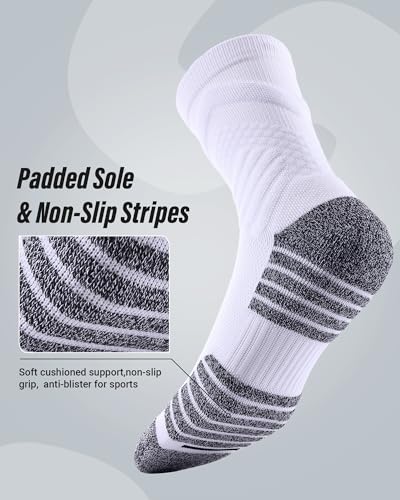 Compression Crew Athletic Socks, 3 Pairs, Performance Socks - color: White+grey, size: Large