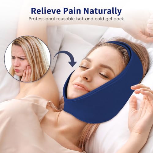 Wisdom Teeth Ice Pack Head Wrap for Pain Relief - Cold Hot Therapy for Face - color: Navy Blue