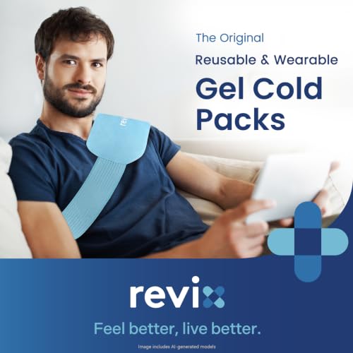 REVIX Large Cold Packs for Injuries, Hot & Cold Compress with 2 Gel Packs - color: Blue, size: Large 12 x 6 Inch