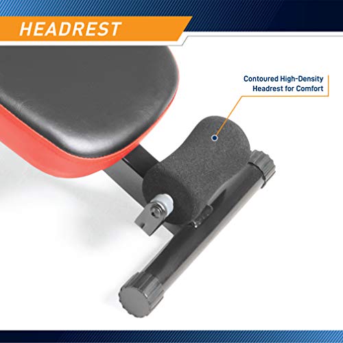 Marcy Utility Slant Board With Headrest Folding Design Adjustable Positions SB-4606 Black/Red 29 x 18 x 59 Inches