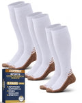 Pembrook 3 Pairs Copper Compression Socks 15-20 mmHg | Graduated Support - color: White - 3 Pairs, size: X-Large