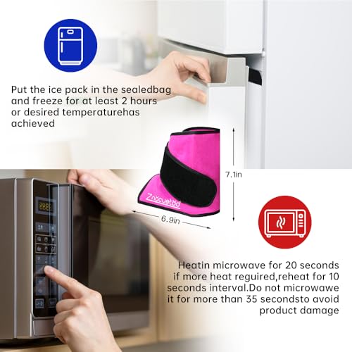 Ankle Ice Pack Wrap for Swelling Foot Heel Pain Relief Reusable Gel-1Pack - color: Rose Red
