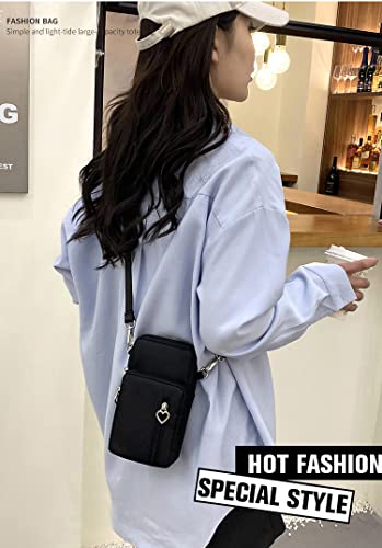 Women Small Crossbody Bag Cell Phone Purse Shoulder Pouch Armband Wallet Case Handbag for iPhone Samsung Google Pixel - color: Black