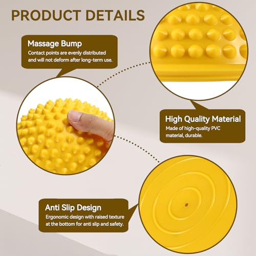 Agatige Foot Massage Ball, Half Round PVC Spiky Foot Wakers Balance Therapy Dome Trigger Point Ball Feet Massage Roller for Yoga Fitness Exercise Gym Massager(Yellow) - color: Yellow
