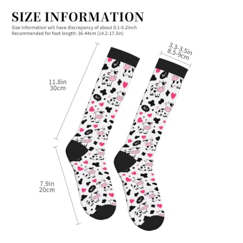 Tie Dye Compression Socks Knee High Support Socks For Women Men Running Athletic Hiking - color: Cow