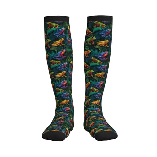 Compression Socks Knee High Support Socks Women Circulation Stockings for Athletic Running Cycling Flying - color: Frog