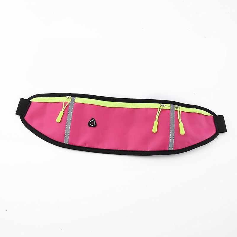 Sports Waist Pack with Water Bottle Holder – Reflective Running Belt with Multi Pocket Storage for Cycling and Exercise (Red) - color: Red