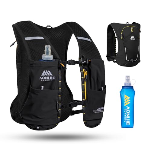 AONIJIE Running Hydration Vest for Men Women 500ml Soft Flask Water Bottle - color: Black, size: 500ml