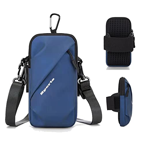 Phone Holder Arm Bands, Small Crossbody Shoulder Holsters Bag with Arm Band, Fits iPhone and All Cell Phones, Use for Running, Walking, Hiking & Biking (Plus Size,Blue) - color: Blue