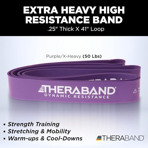 THERABAND Resistance Band Loop, Exercise, Workout, Physical Therapy, Purple - size: X-Heavy (50 lbs)